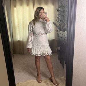 Showpo White Lace Mini Dress